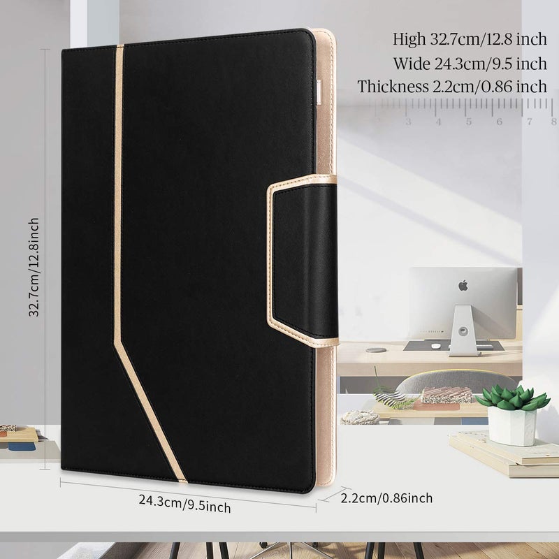 Toplive Conference Folder - Executive Business Padfolio with Letter/A4 Size Clipboard, Document Sleeve & Card Holders - Black - Image 4